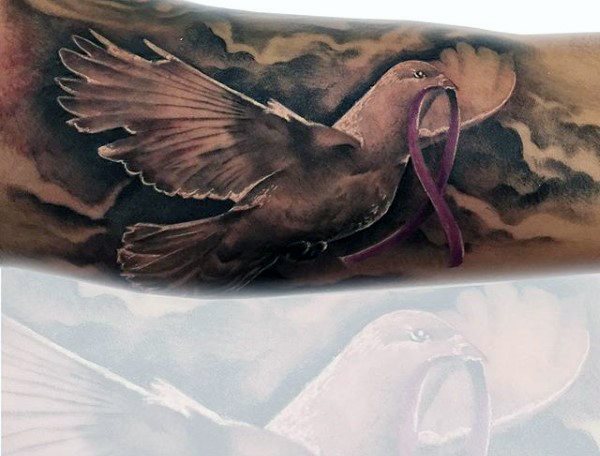 Schleife tattoo gegen den Krebs 99